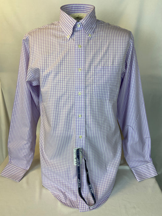 Brooks Brothers Size L Purple Gingham Check Button Down Shirt
