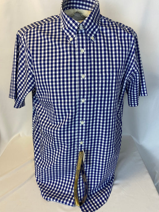 Brooks Brothers Size L Navy Gingham Checked Button Down Shirt