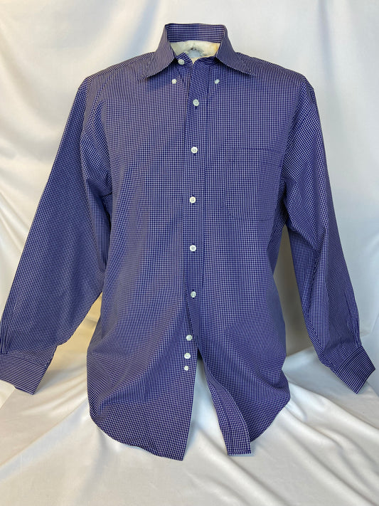 Brooks Brothers Size L Navy Plaid Button Down Long Sleeve
