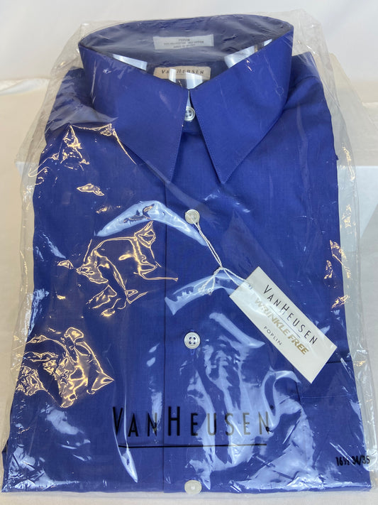 Van Heusen Blue 16 3/4 x 34/35 NWT Long Sleeve Button Front Shirt