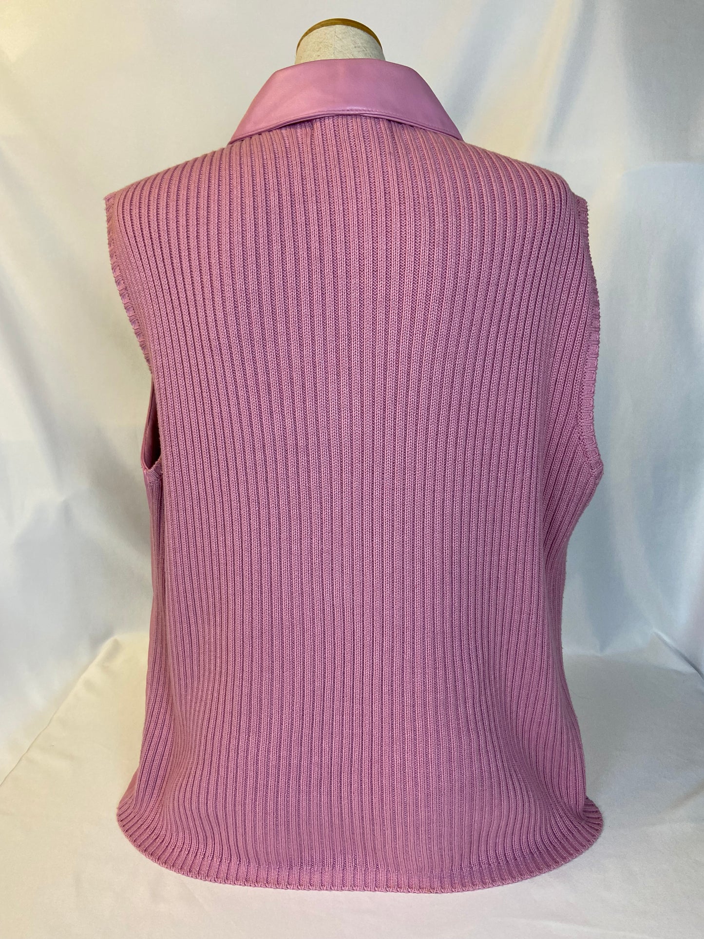 Lisa International Size XL Light Pink Leather and Knit Vest