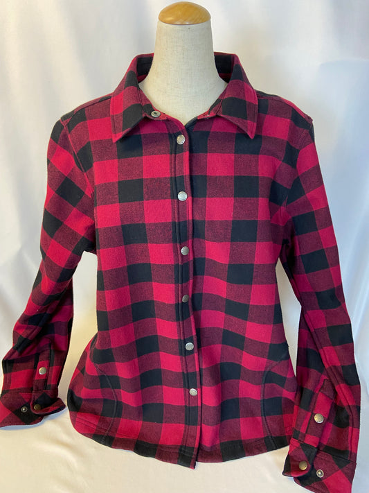 Orvis Size XL Women's Red and Black Fleece Lined Flannel Shirt