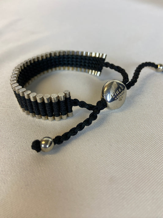 Links of London Vintage Sterling Silver Black Adjustable Unisex Bracelet