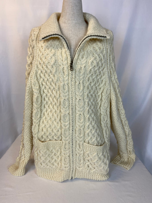 Athena Designs Size XL Women's Irish Handknit Cream Wool Sweater