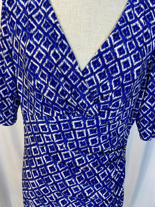 Ralph Lauren Size 12 Blue Ruched Dress