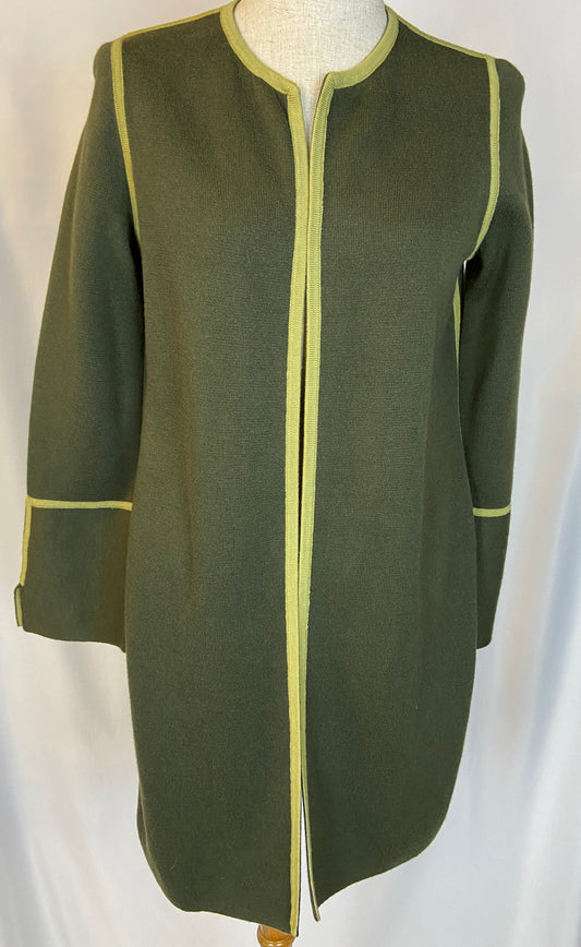 Chico's Size 0 Olive Green Long Sweater Jacket