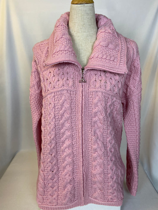Aran Crafts Ireland Medium Pink Cardigan Sweater