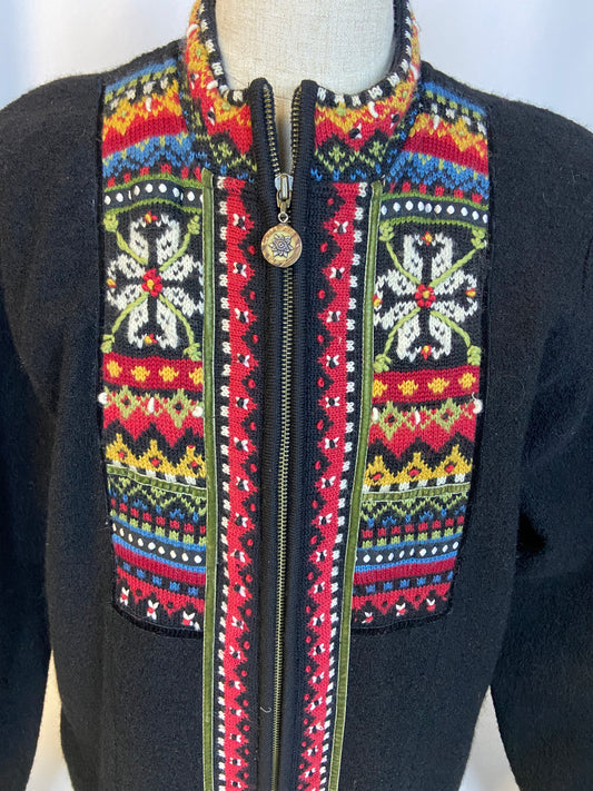 Icelandic Design, Size L, Women's Black Cardigan Sweater