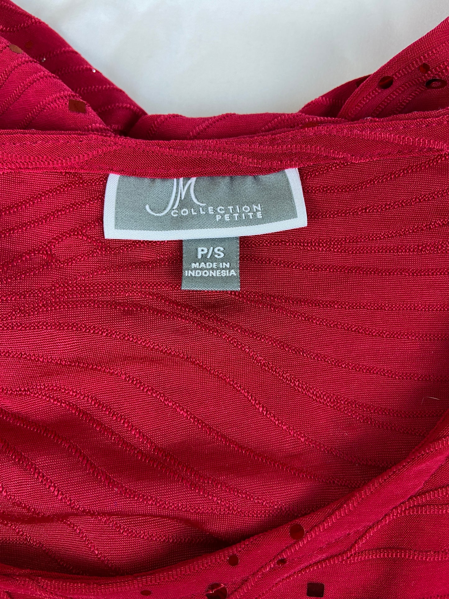JM Collection Petite Size PS Red Sequined Top