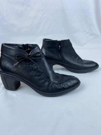 Reiker Size 9 Black Leather Ankle Boot