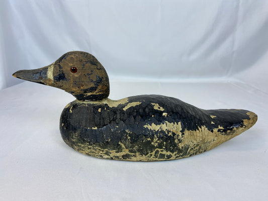 Wooden Duck Decoy with Carved Accents