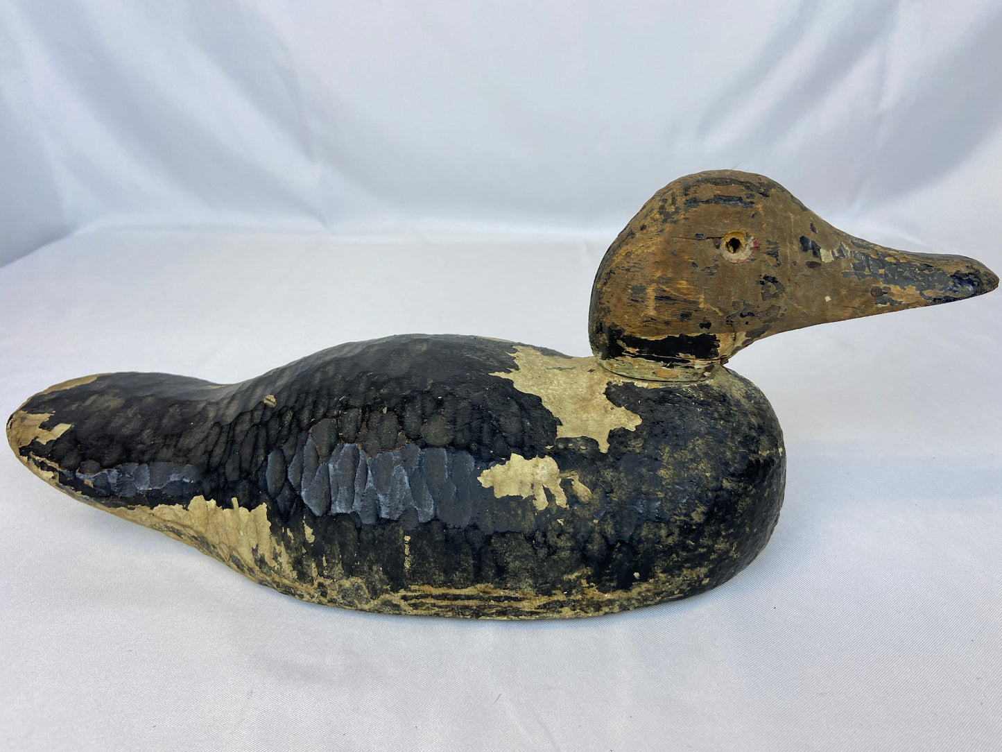 Wooden Duck Decoy with Carved Accents