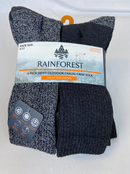 Rainforest Size 6-12 Gray/Black Crew Socks NWT