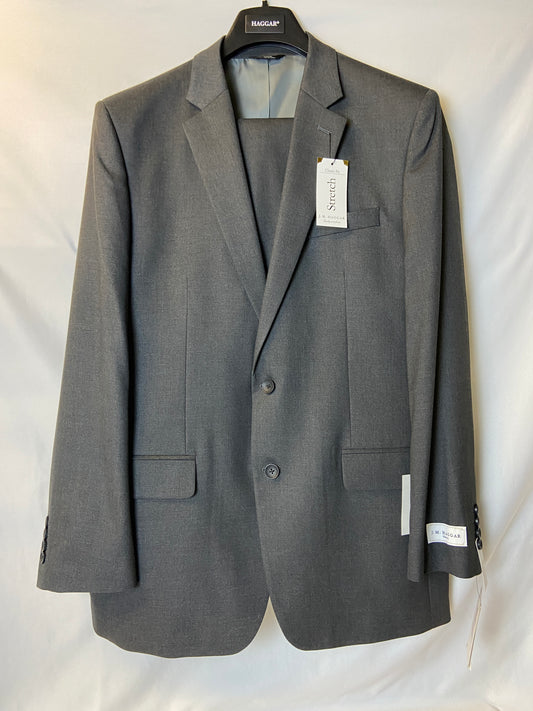 Haggar Stretch Men's Size 42L Charcoal Gray Suit NWT