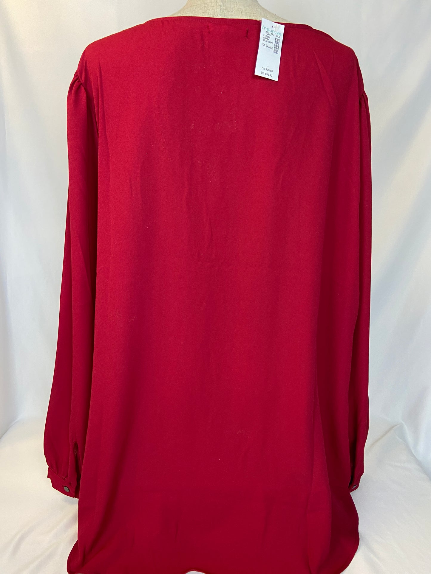 Maurices Size XX Large Red Studded Tunic Blouse NWT