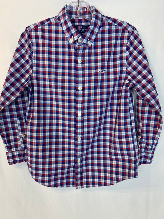 Vineyard Vines Size 7 Boy's Red and Blue Long-Sleeved Whale Shirt