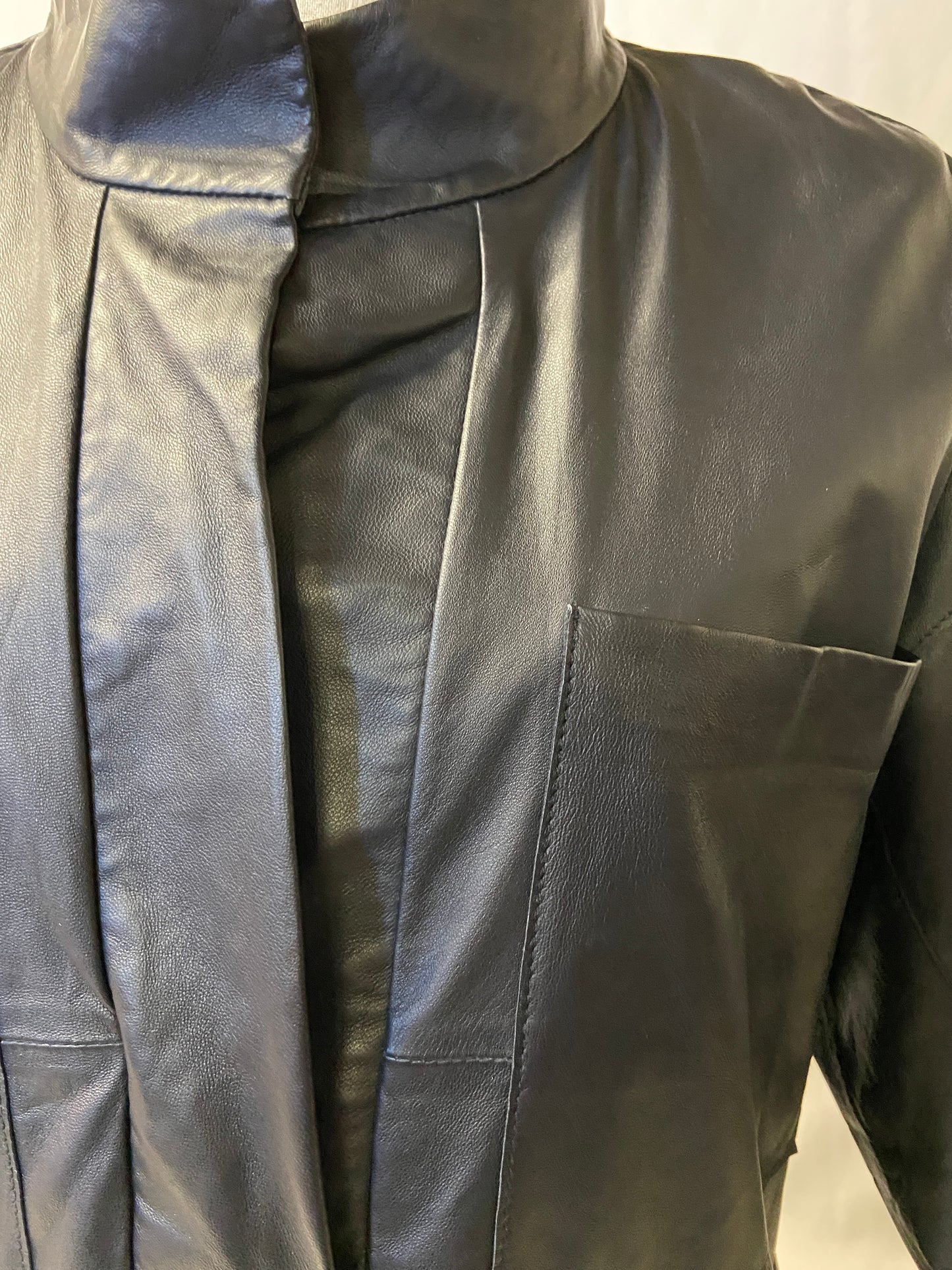 SCHAI Size S/M Black Leather Tunic Top
