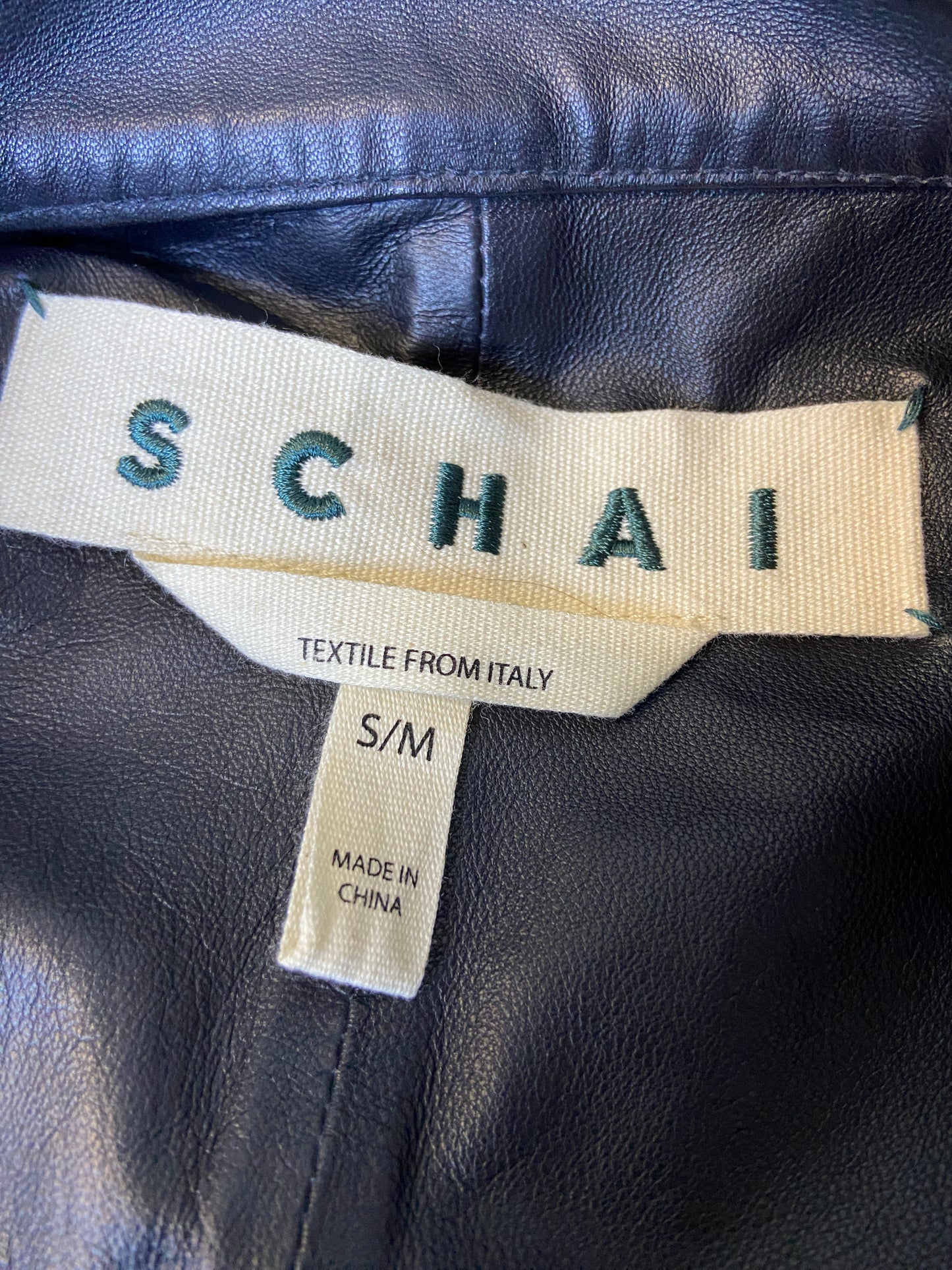 SCHAI Size S/M Black Leather Tunic Top
