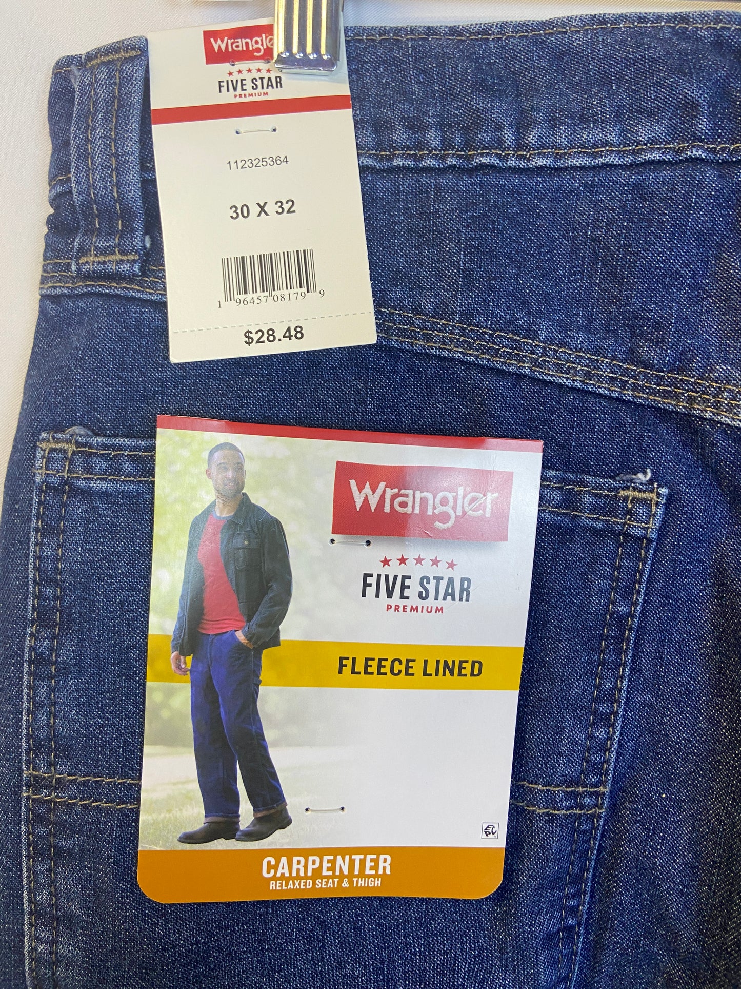 Wrangler 5-Star 30x32 Blue Jeans with Flannel Lining NWT