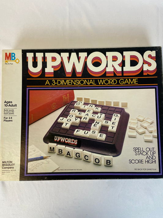 Milton Bradley UPWORDS 3-Dimensional Word Game 1983