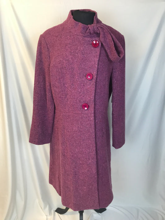 Sara Campbell Size 16 Pink Tweed Wool Princess Cut Coat