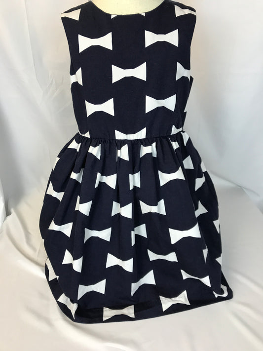Kate Spade New York Gap Size 8-9 Navy and White Bow Print Dress